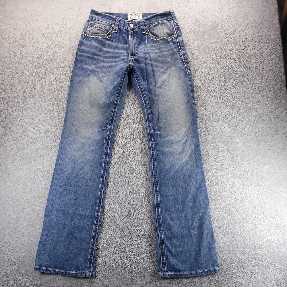 Ariat M4 Jeans Mens 32x36 Blue Relaxed Bootcut Western Workwear Construction